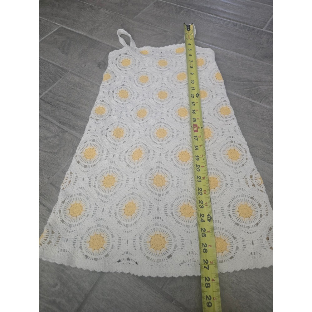 Haute Hippie Kids Style Girls White Yellow Daisy‎ Crochet Knit Dress Size 12 - Picture 2 of 6